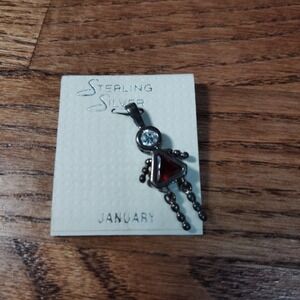 Birthstone Kids Sterling Silver .925 Charm  January/Girl